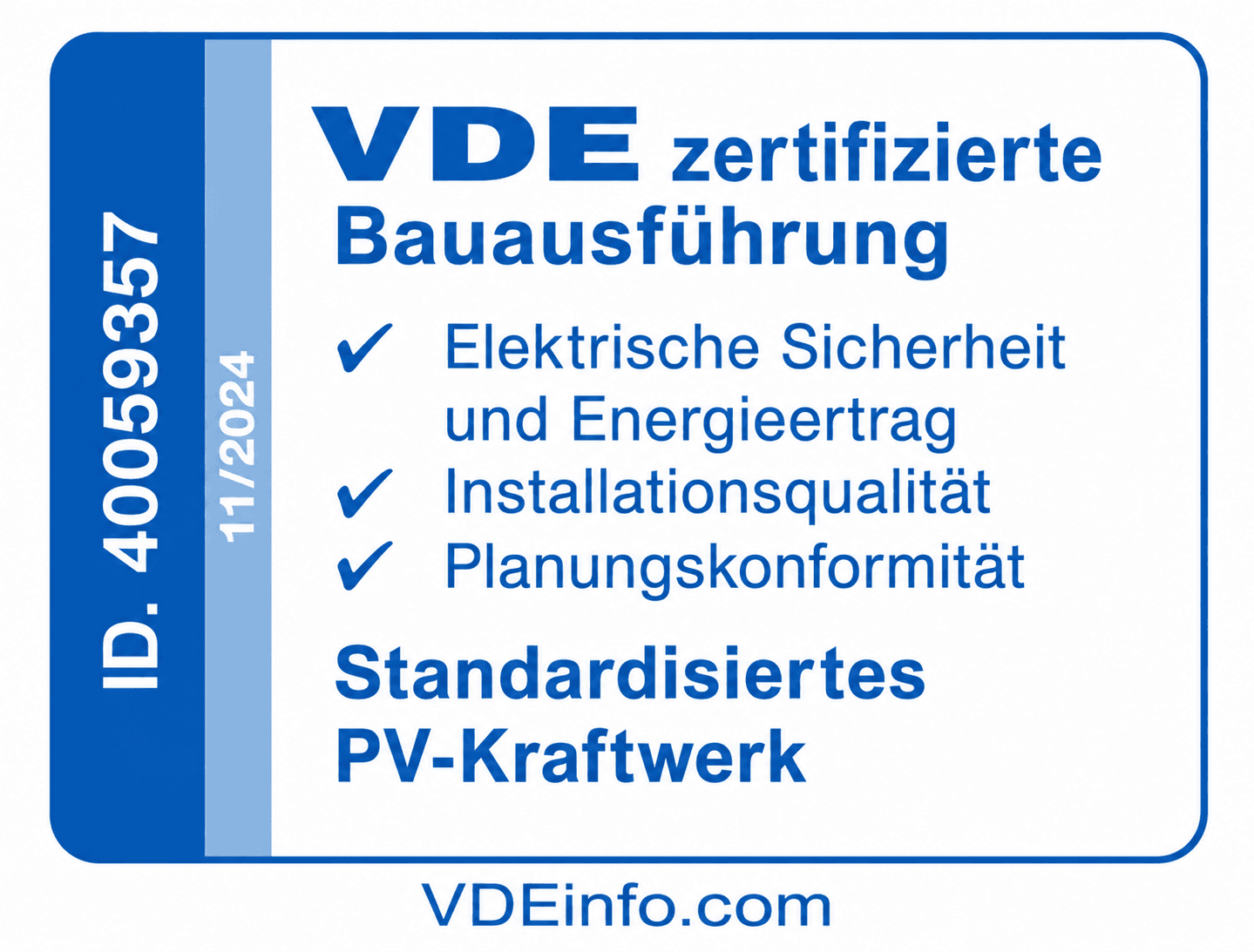 Chứng nhận VDE – Standardisiertes PV-Kraftwerk